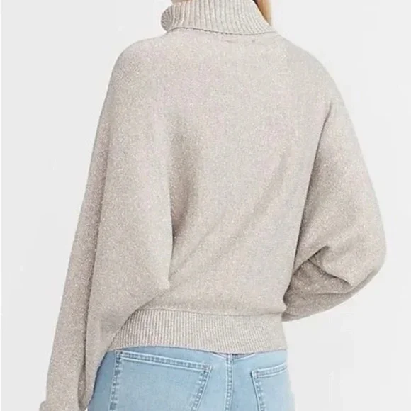 NWT Express Metallic Gold Batwing Turtleneck Sweater - Picture 3 of 5